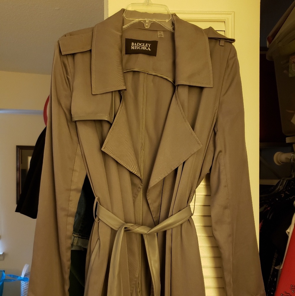 Badgley Mischka Taupe Trench Coat